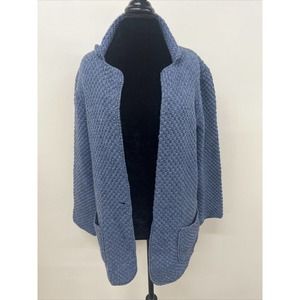 Susan Bristol Womens Wool Cardigan Open Front Sweater Jacket Large Blue FS Chrty